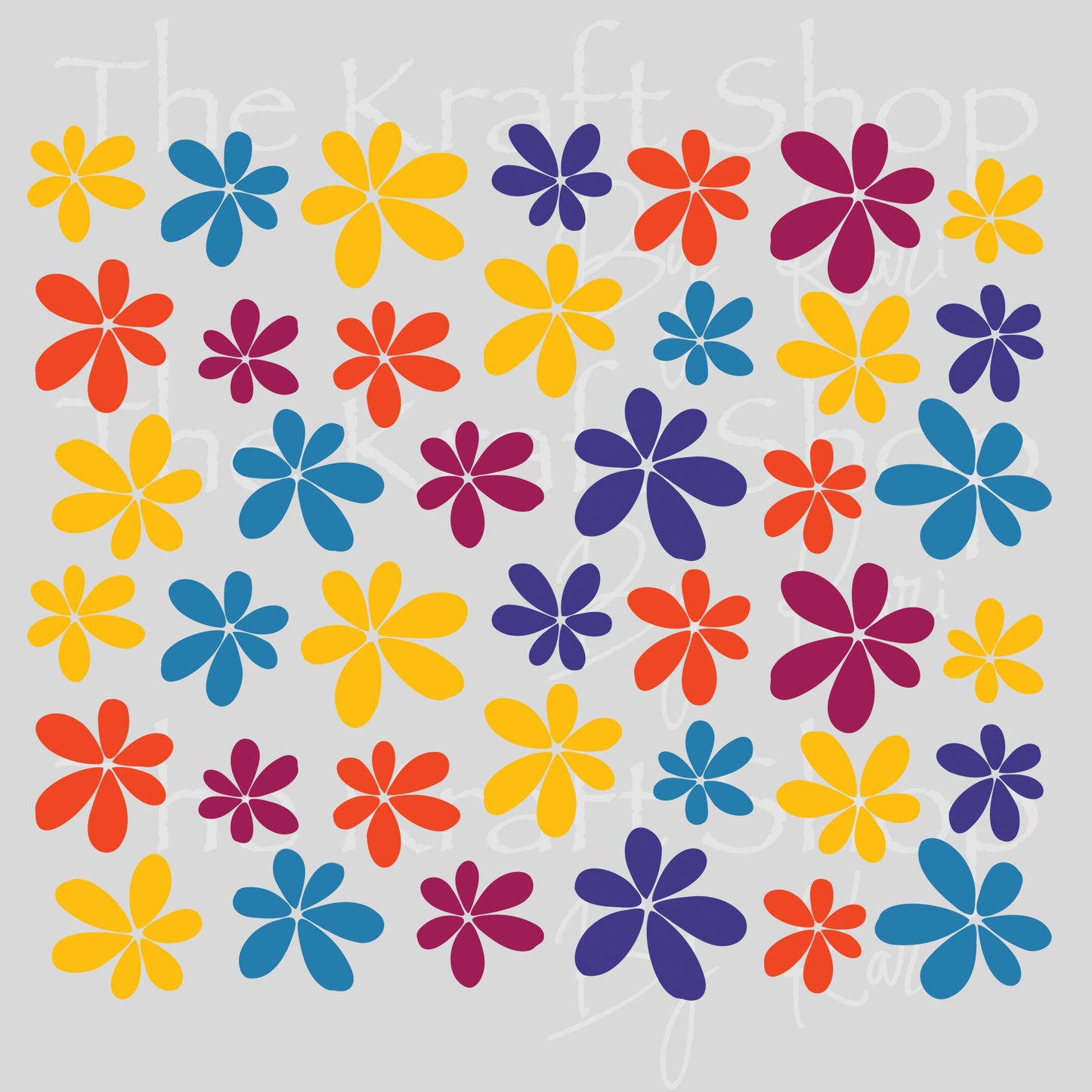 UV DTF Colorful Flowers Element sheet 9.3x8 decal, tumbler decal, permanent sticker. #10466