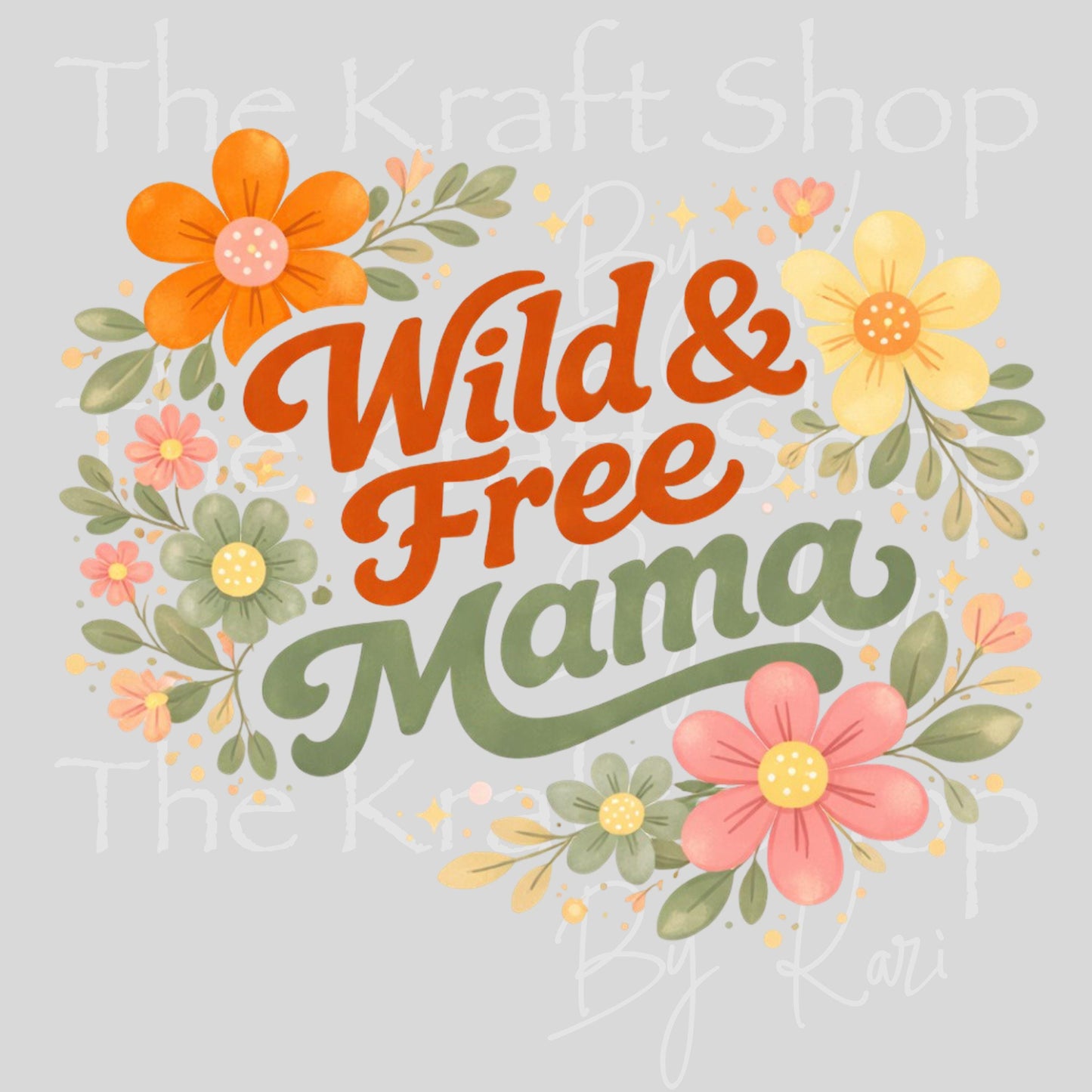 UV DTF Wild & free Mama with flowers retro decal, tumbler decal, permanent sticker. #4672
