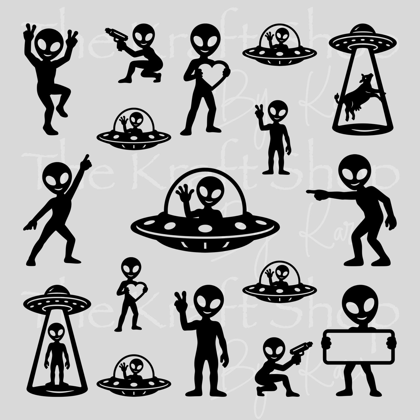 UV DTF Alien mixed media bundle of decals Element sheet 10x10 decal #10467
