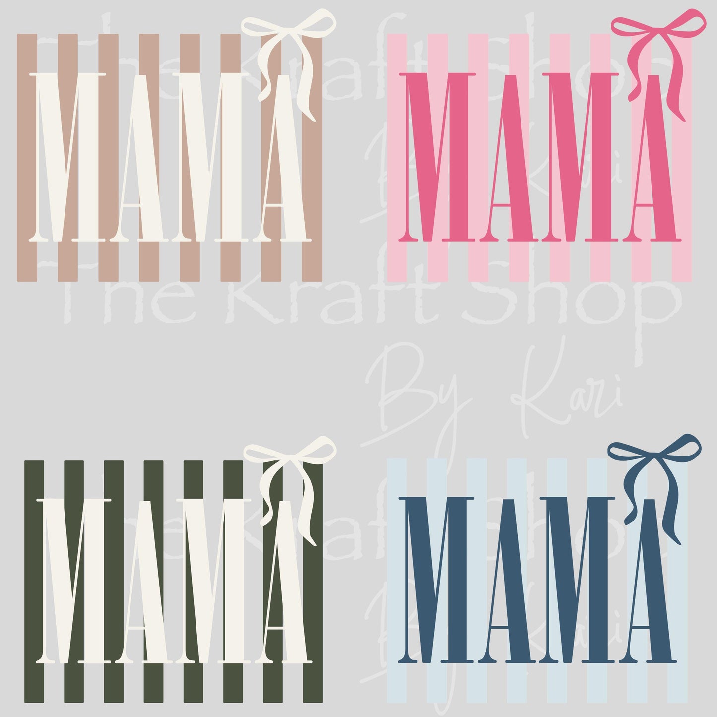UV DTF Sticker print. Stripes Mama with Bow decal, tumbler decal, permanent sticker. #4676