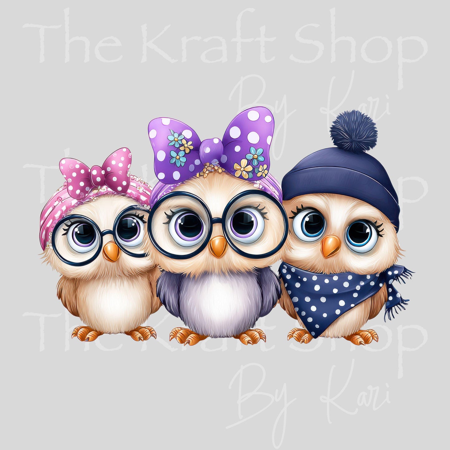 UV DTF Cute chick trio decal #1133
