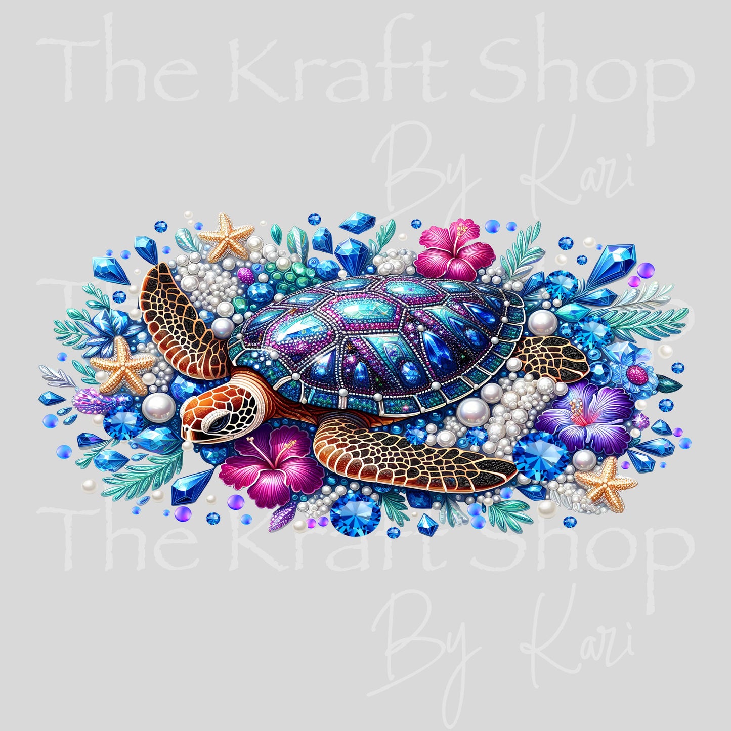 UV DTF Rhinestone Sea Turtle wrap decals tumbler decal. Glass can wrap. Tumbler wrap #5515