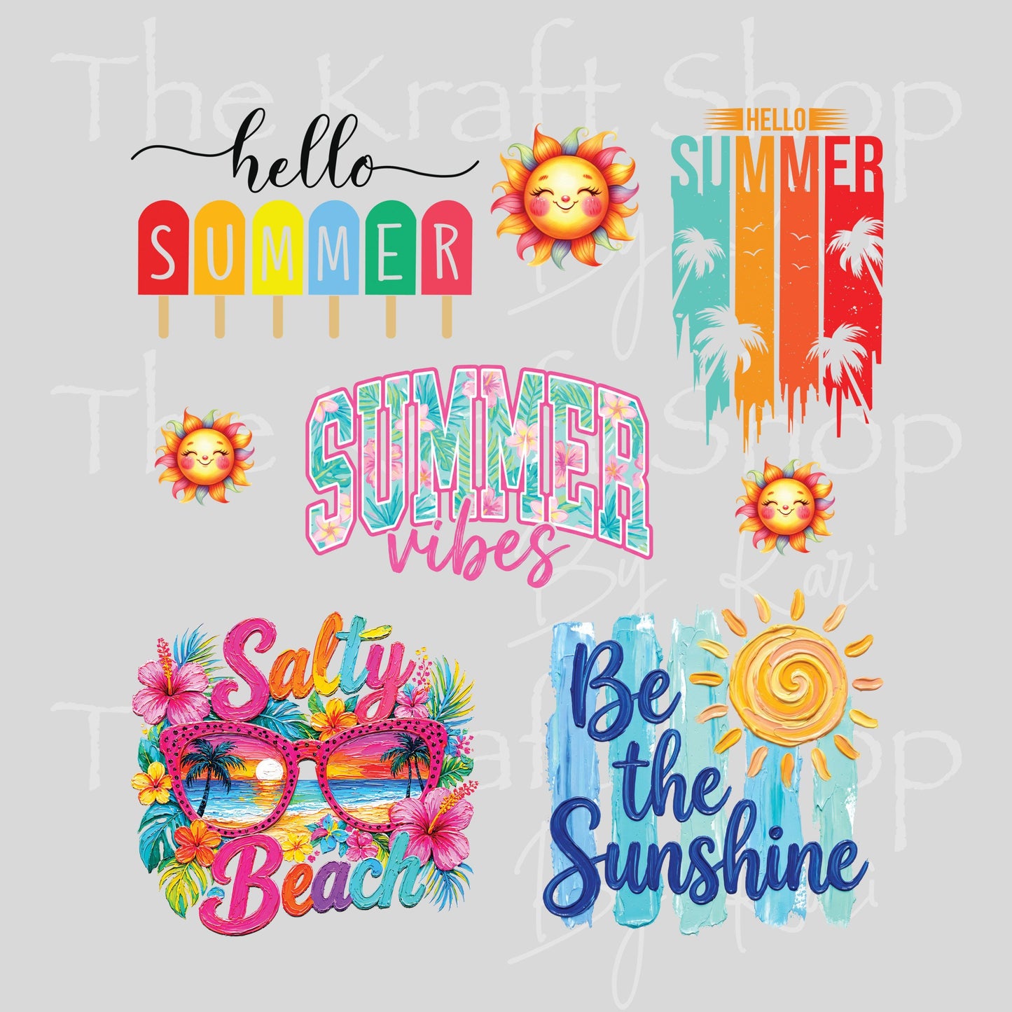UV DTF Bright Summer Sayings Element sheet 8x8 decal #4713
