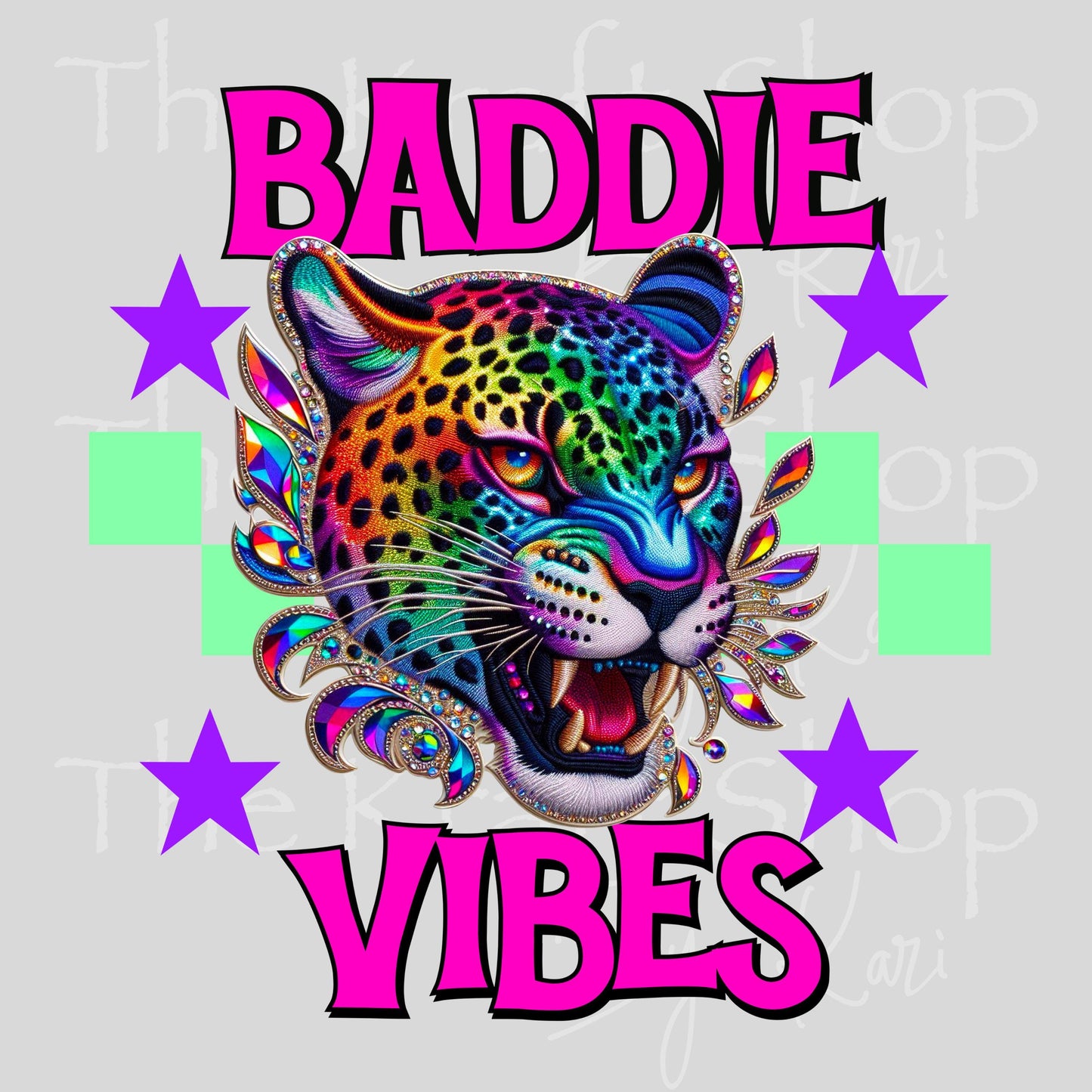 UV DTF Baddie Vibes Leopard Neon colors sticker decal #4718