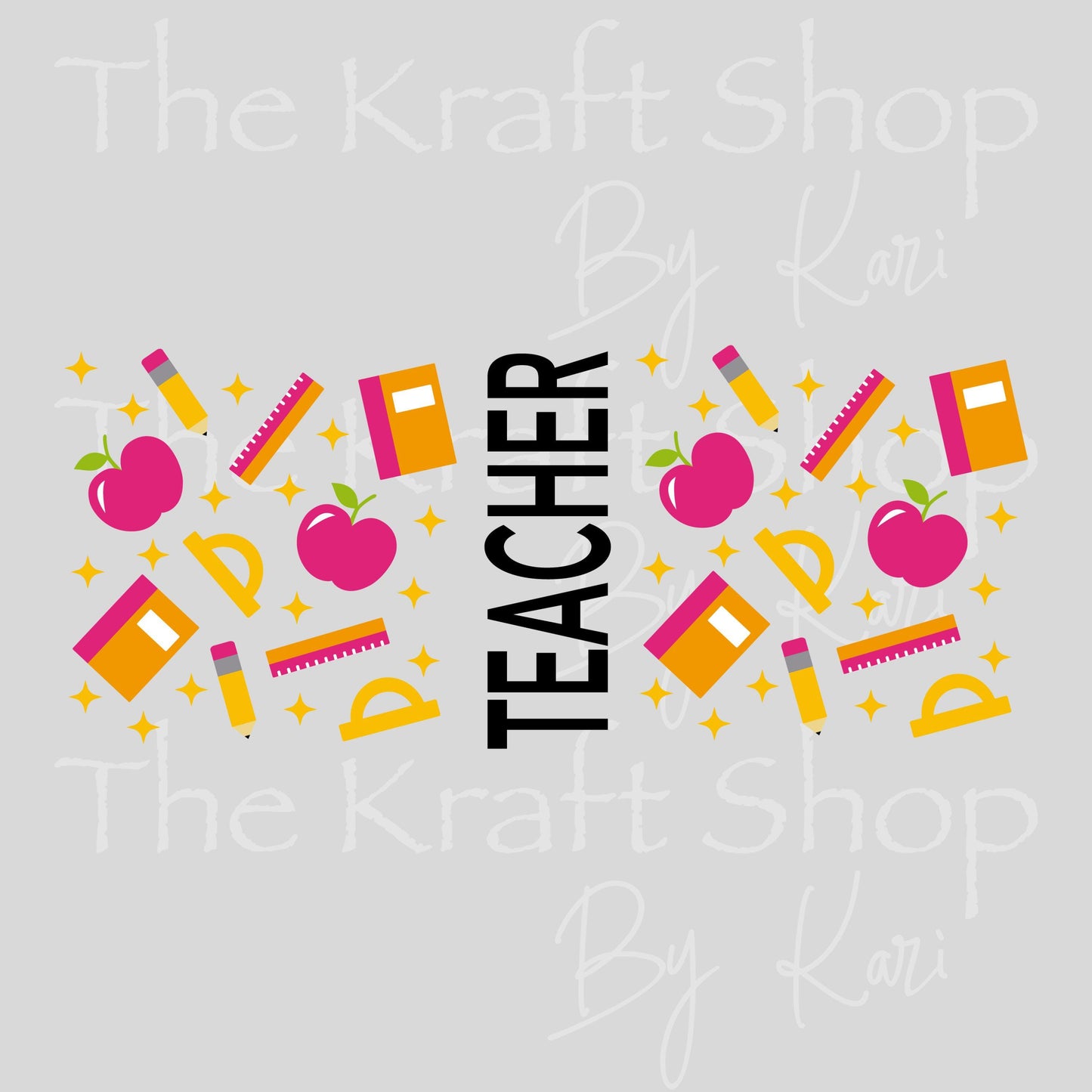 UV DTF Teacher Essentials School Glass can wrap decals #5537