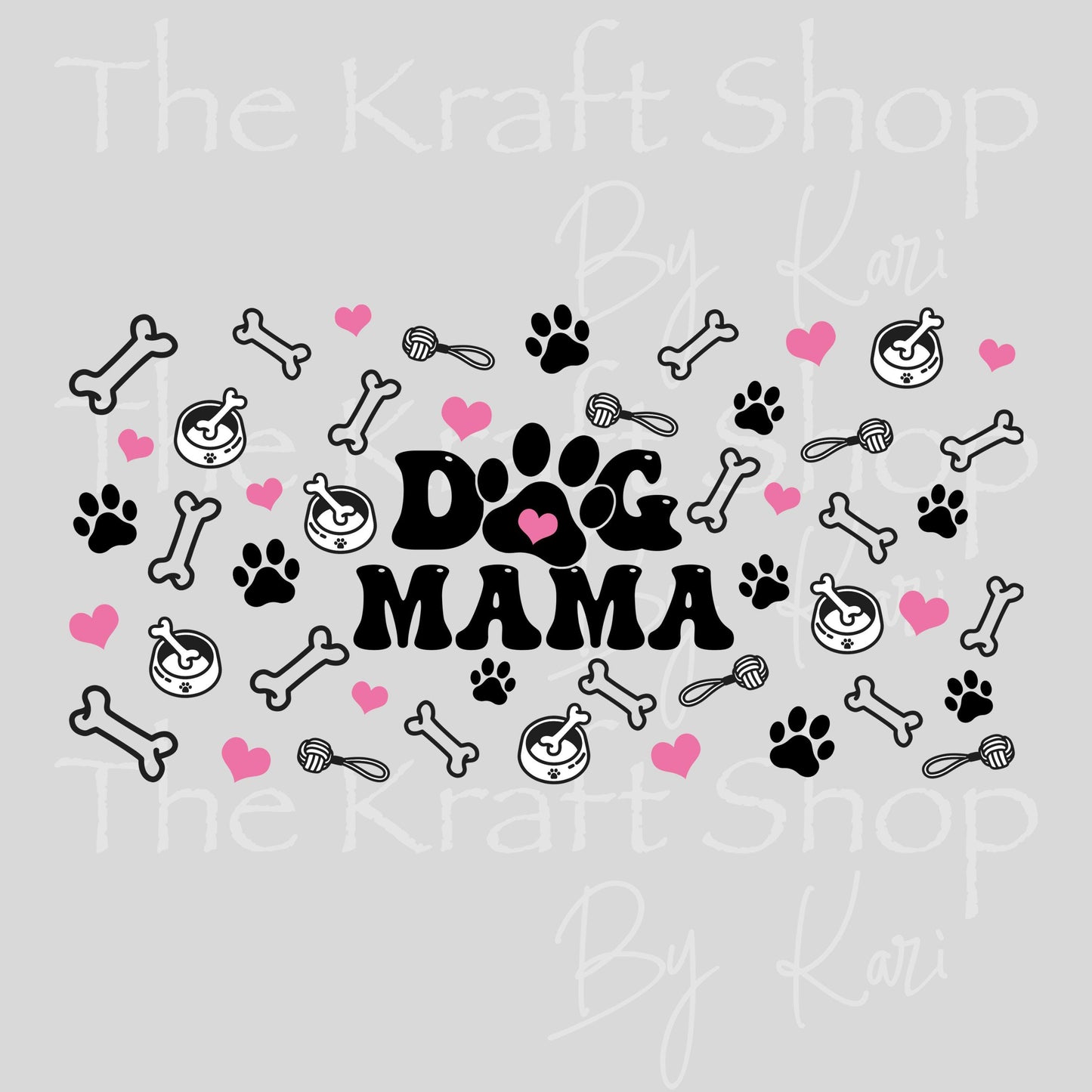 UV DTF Dog Mama Paws Bones Glass can wrap decals #5538