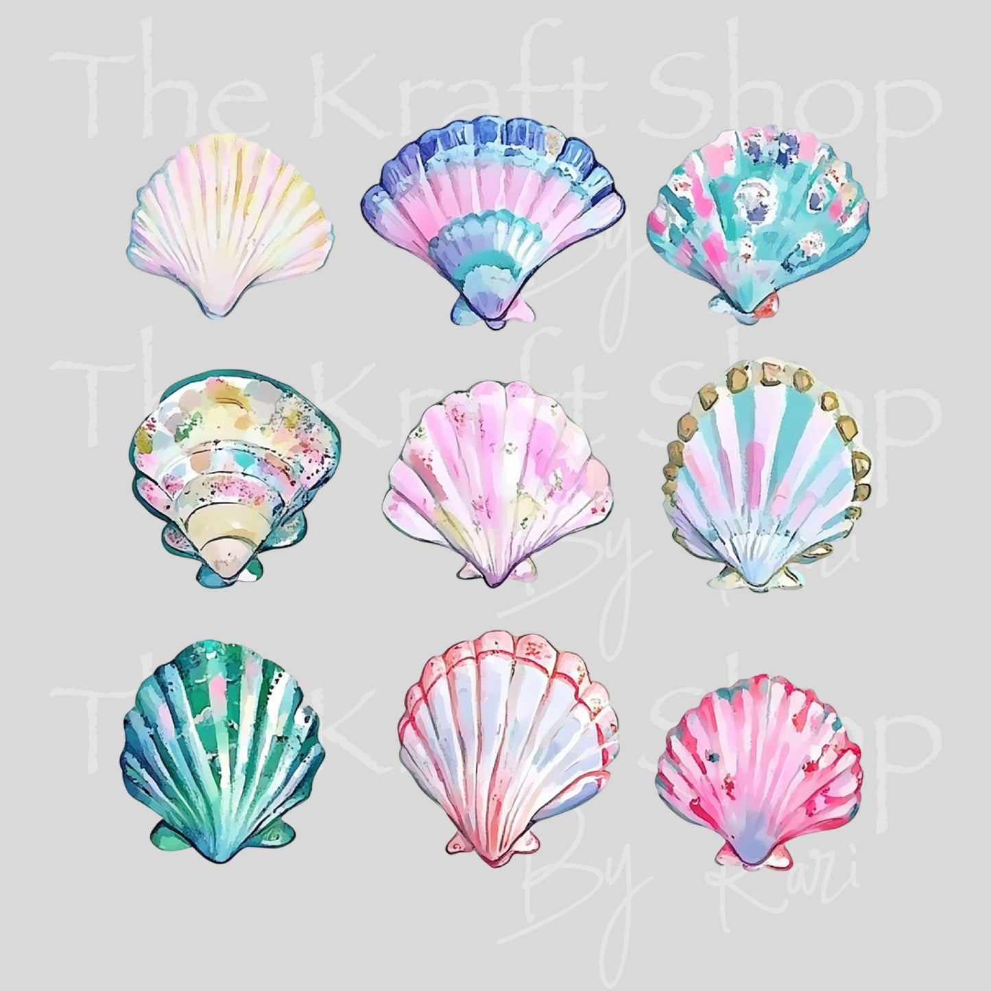 UV DTF Pink Nautical Shells Element sheet 6x6 decal, tumbler decal, permanent sticker. #10504