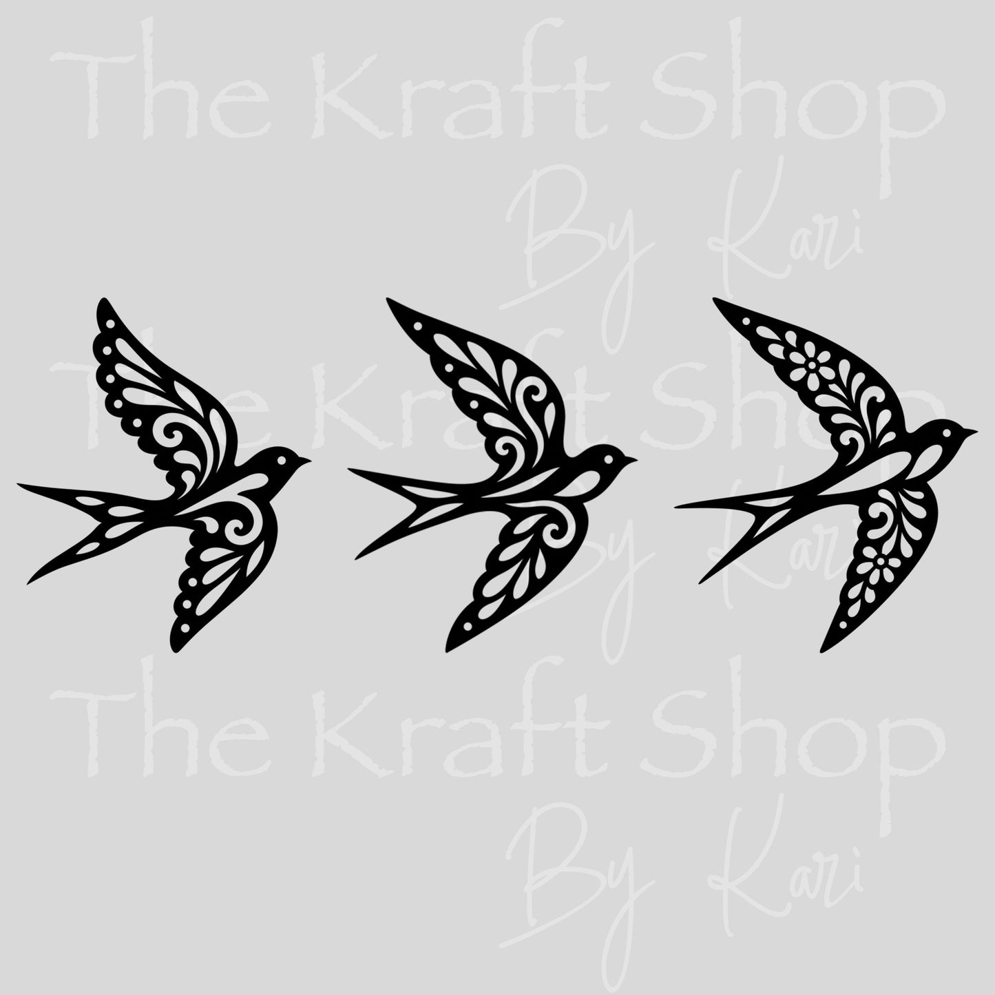 UV DTF Sticker prints. Swallow Mandala black outline decals 3pk, permanent sticker.#1149