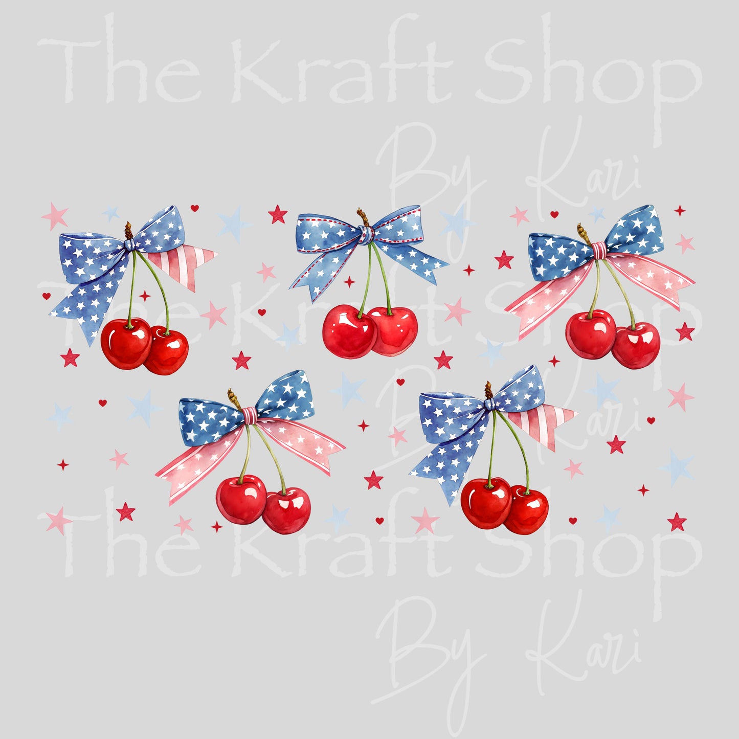 UV DTF 4th of July Cherry Glass can wrap decals #5530