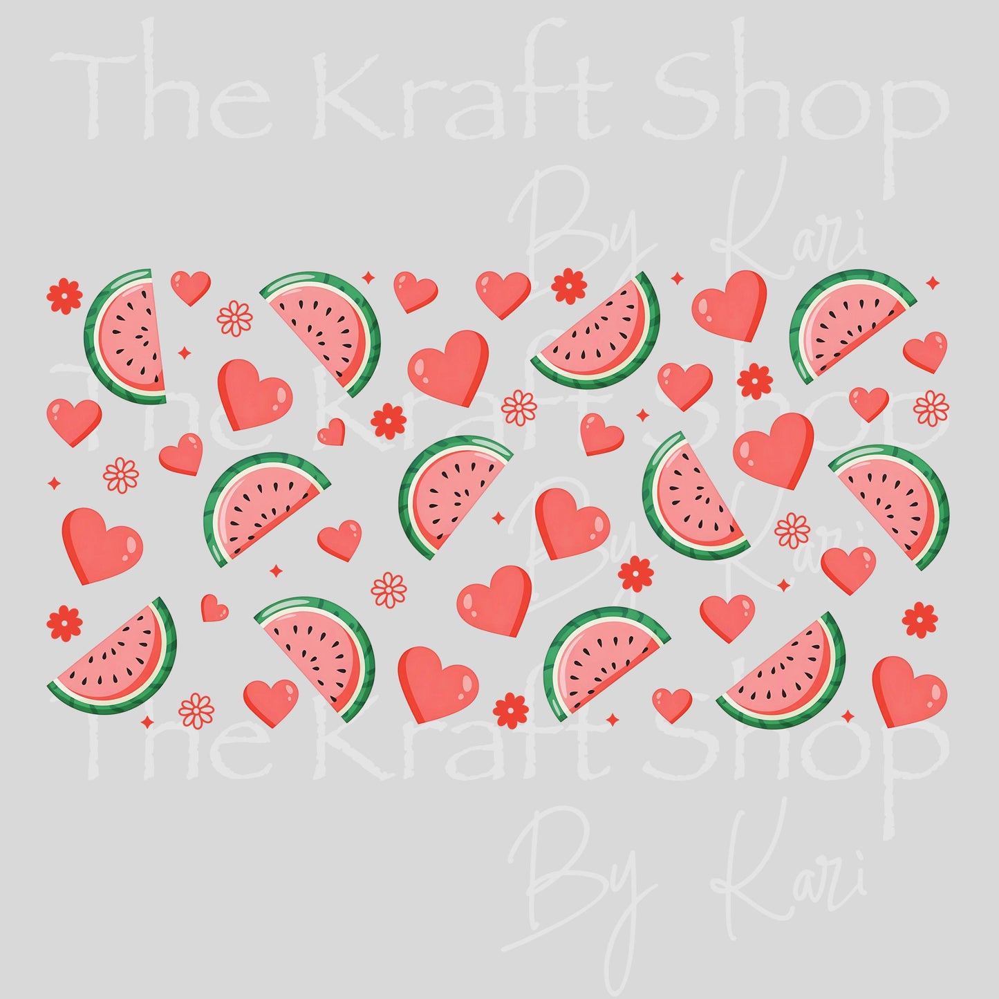 UV DTF Watermelon Flowers Hearts Glass can wrap decals #5541