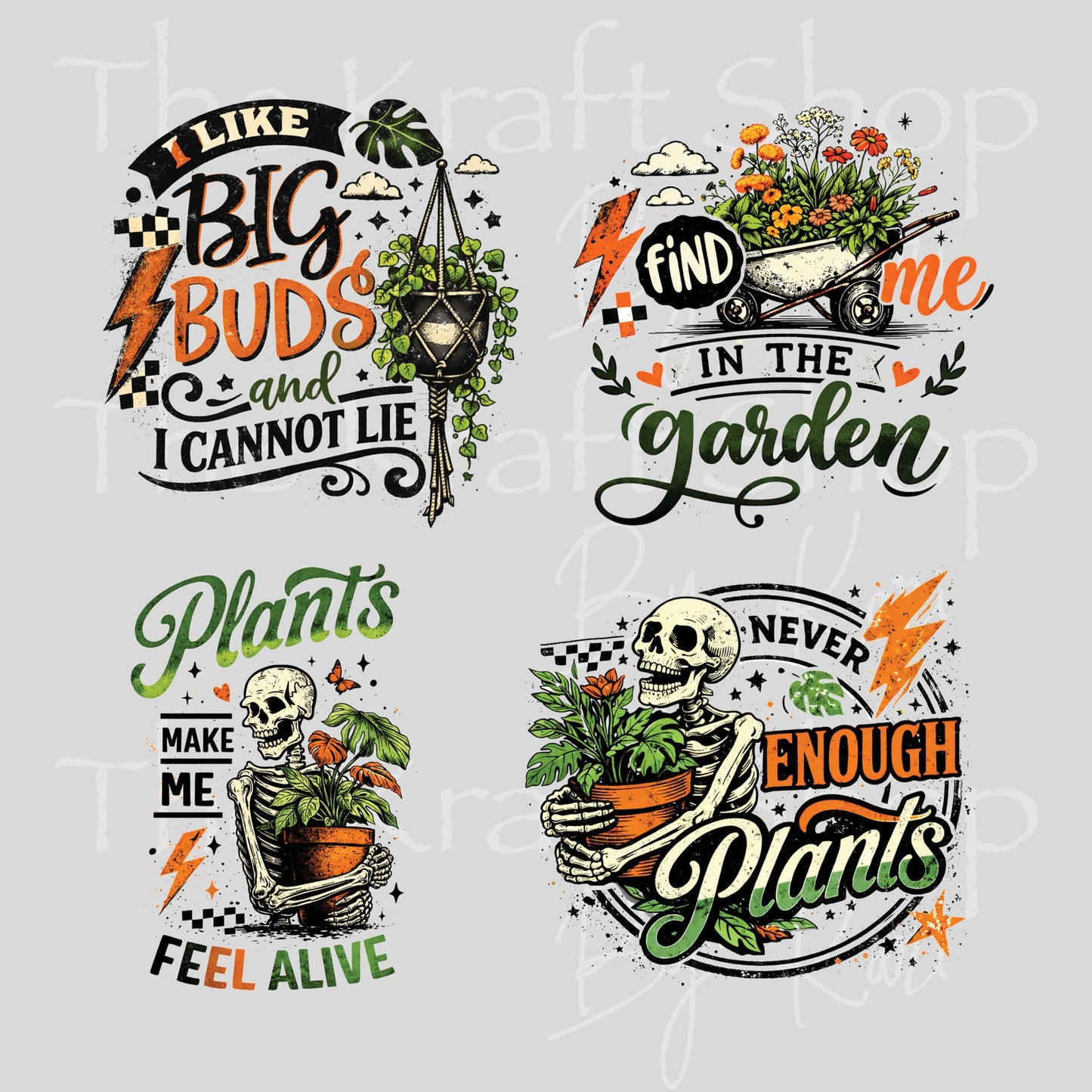 UV DTF Never enough plants skeleton sarcastic decals 4pk, permanent sticker.#4748