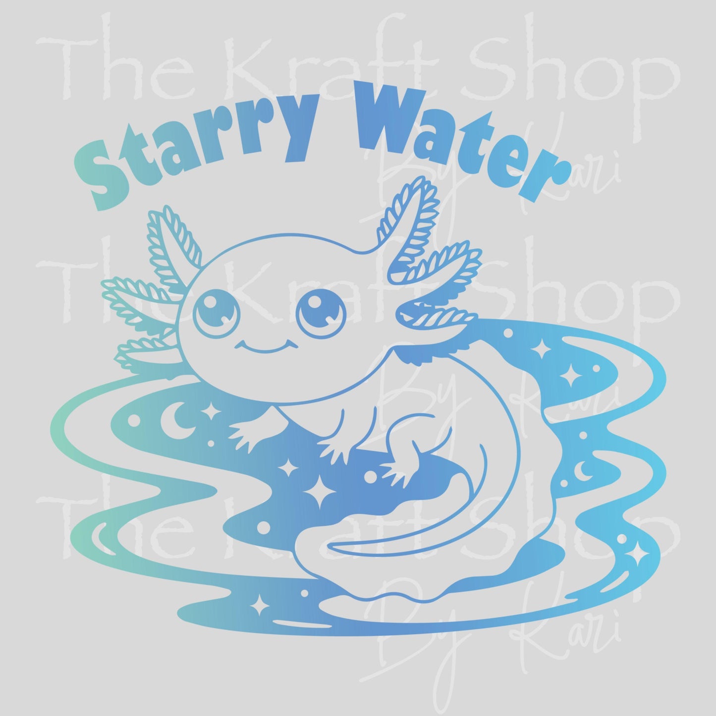 UV DTF Starry Water Axolotl decal #1151