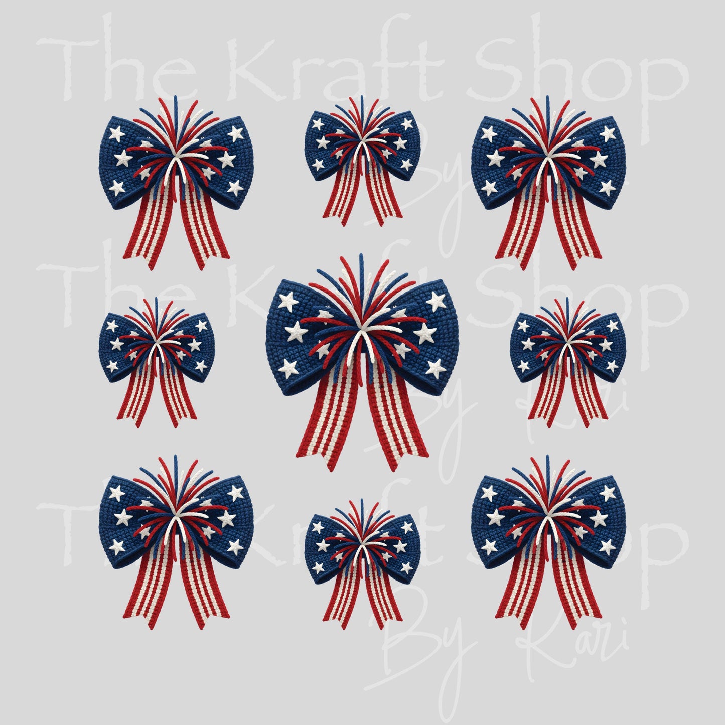 UV DTF Yarn 4th of July bow Element sheet 6x6 decal, tumbler decal, permanent sticker. #7686