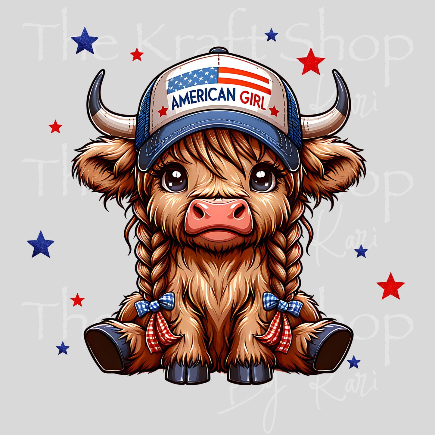 UV DTF Trucker Hat Patriotic Cow decal #7718