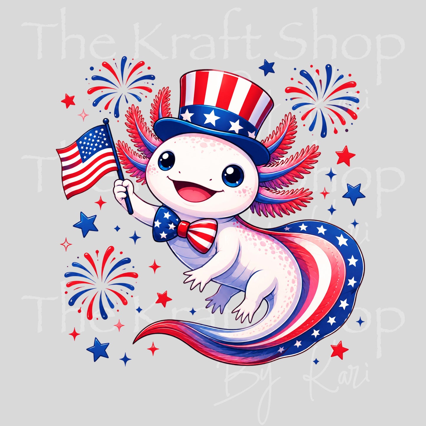 UV DTF Axolotl 4th of July Patriotic decal #7719