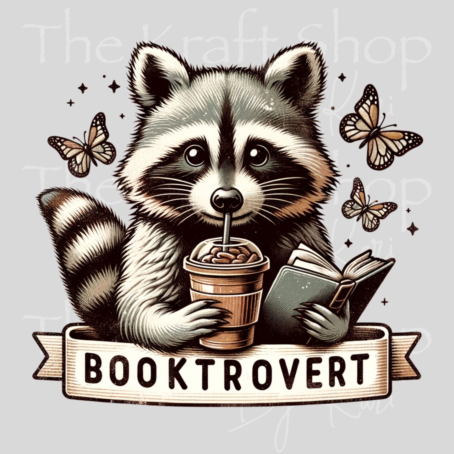 UV DTF Raccoon Booktrovert book lover decal #4783