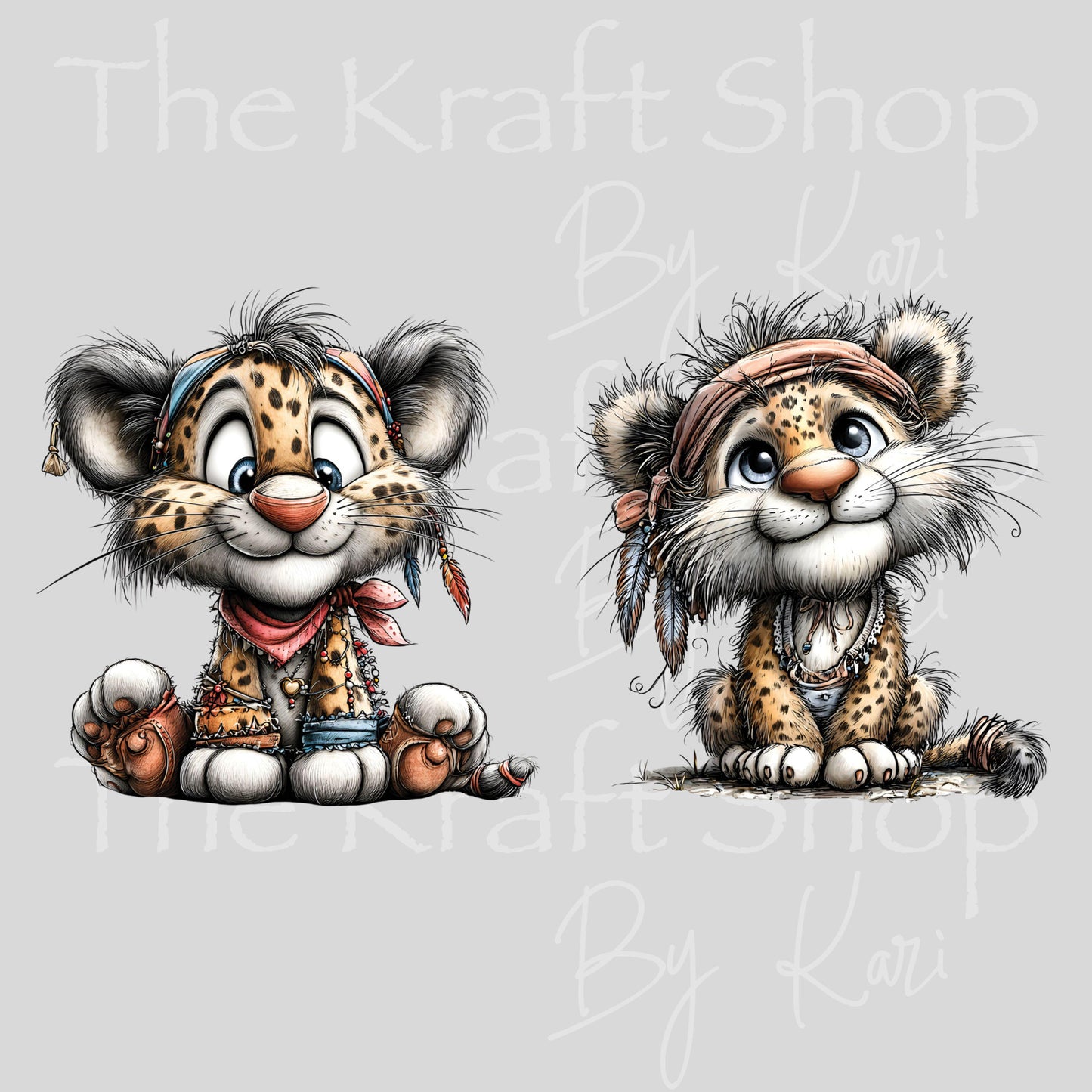 UV DTF Whimsical leopards 2pk decals, tumbler decal, permanent sticker.#1154
