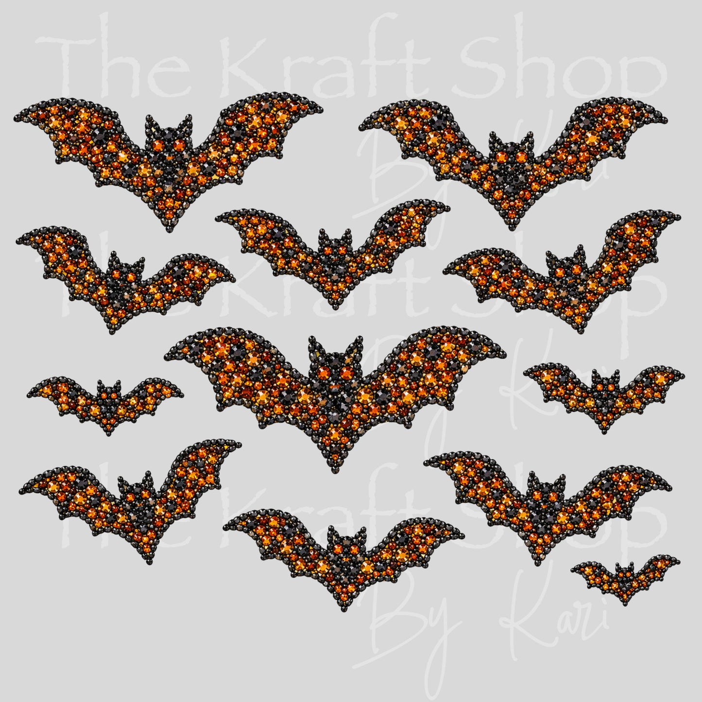 UV DTF Rhinestone Halloween Bats Element sheet 8x6 decal #7736