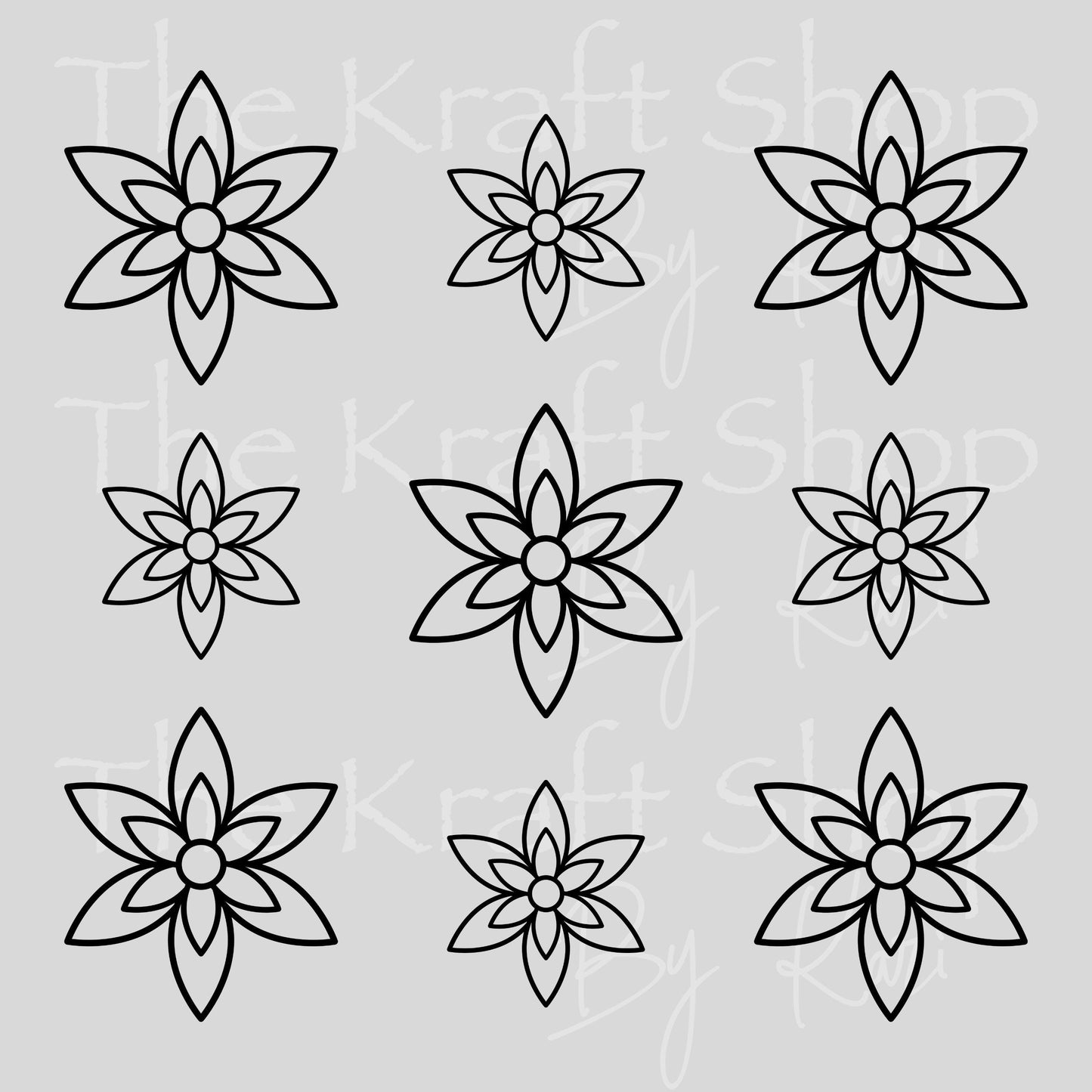 UV DTF Sticker print Black Line Flowers Element sheet 8x8 decal, tumbler decal, permanent sticker. #10532