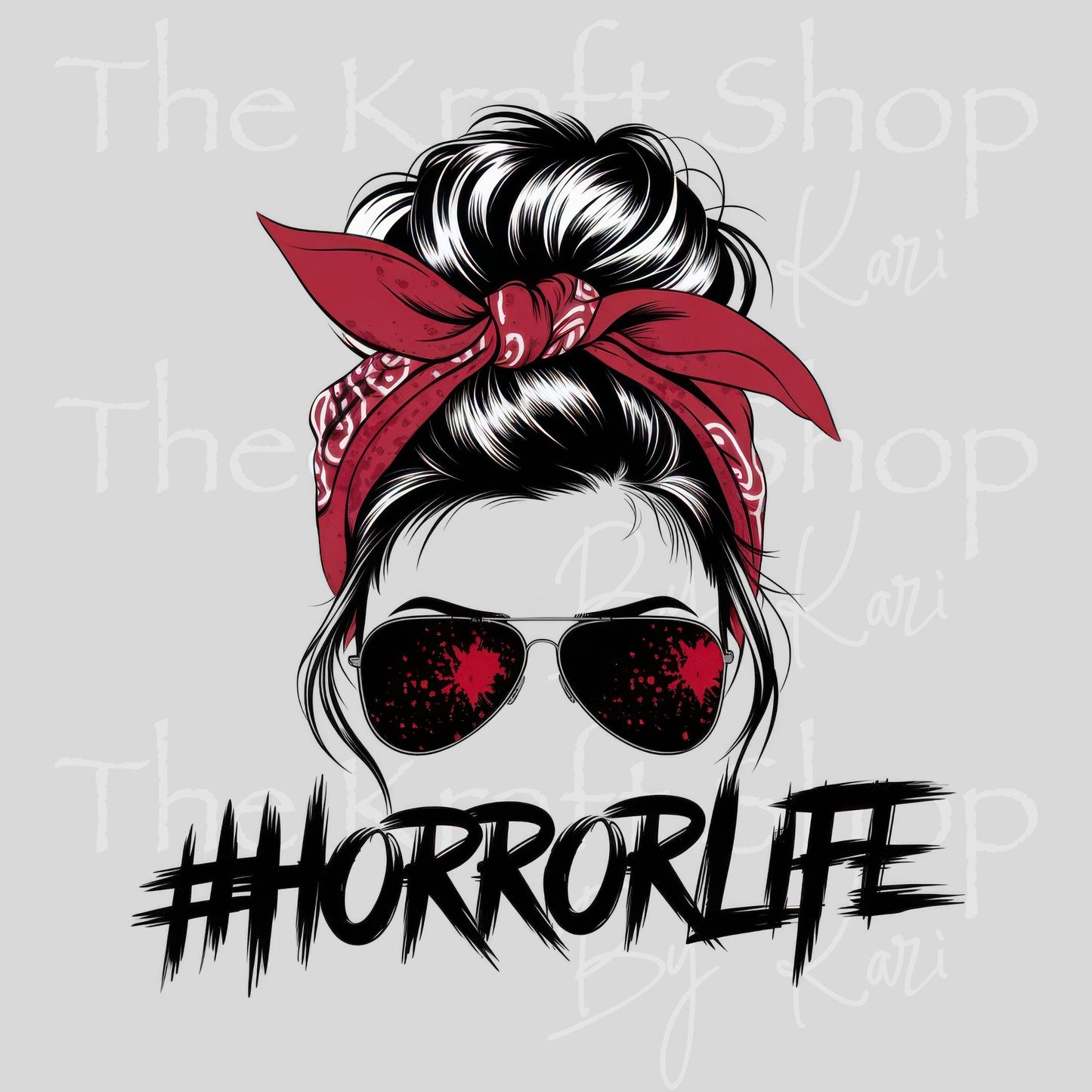 UV DTF Messy Bun Horror Life decal #7746