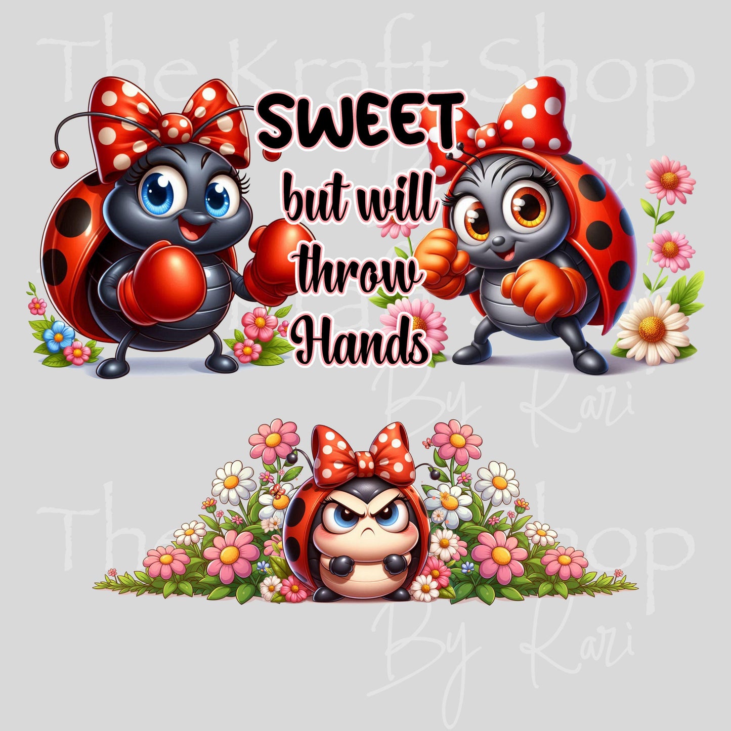 UV DTF 40 oz ready to apply Sweet But Will Throw Hands Ladybug wrap decal , quencher tumbler decal #3227