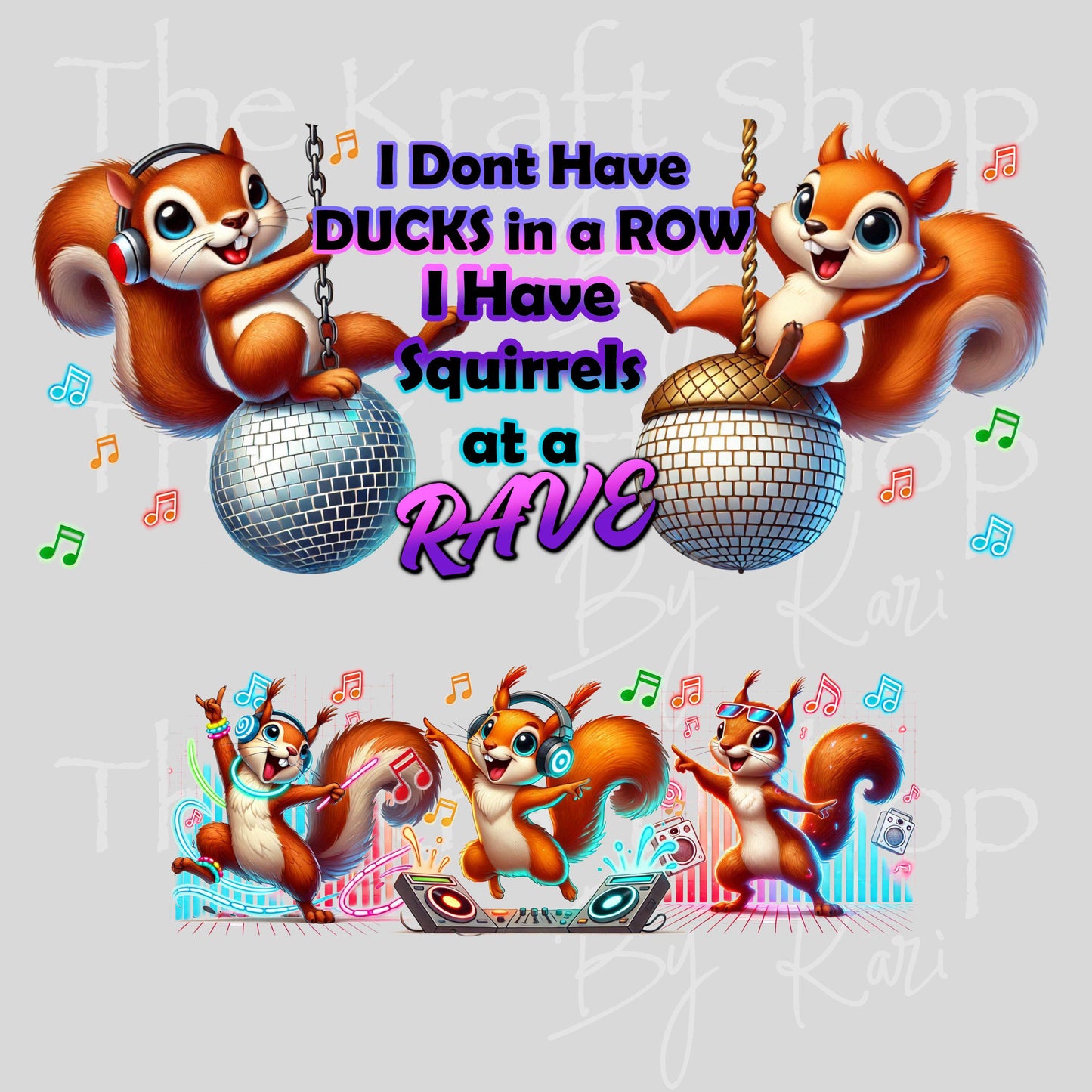 UV DTF 40 oz ready to apply Squirrels at a rave wrap decal , quencher tumbler decal #3234