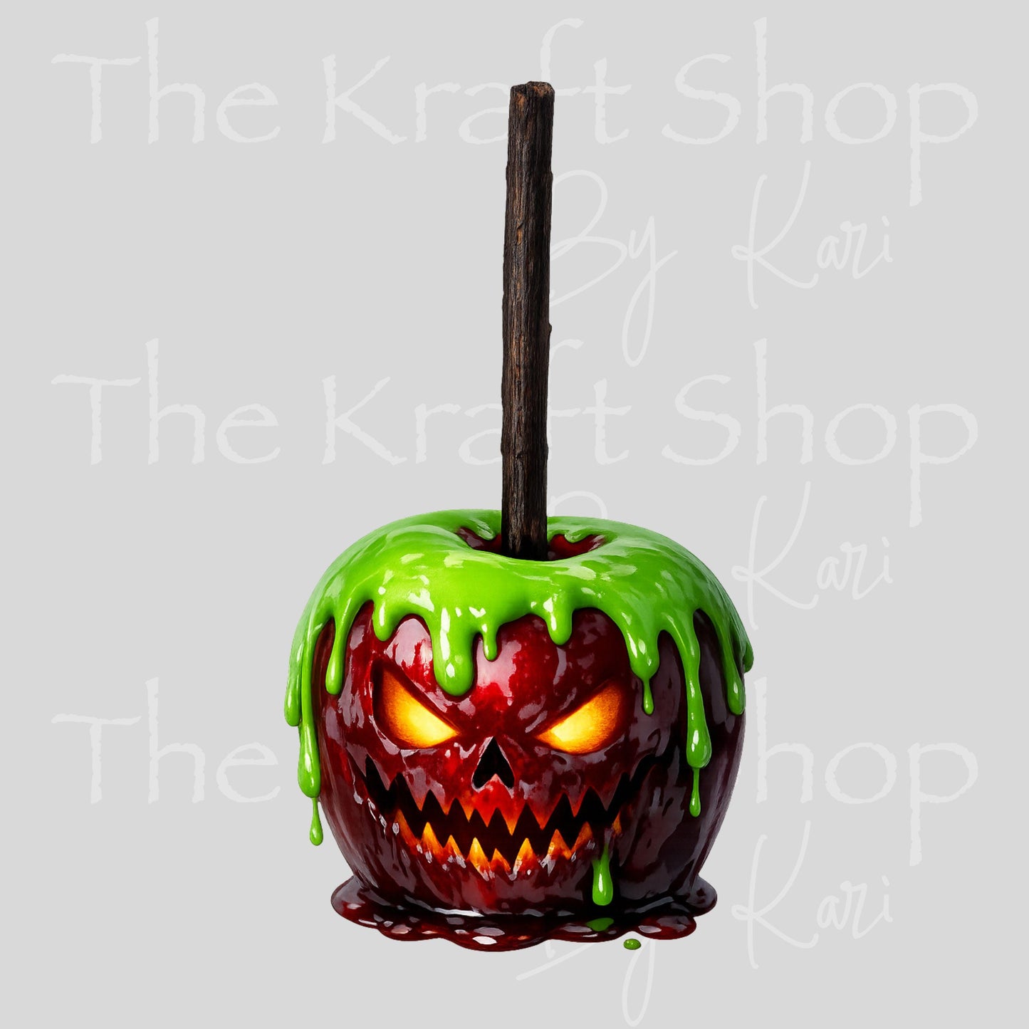 UV DTF Sticker print Spooky Candy Apple on a stick permanent decal #7750