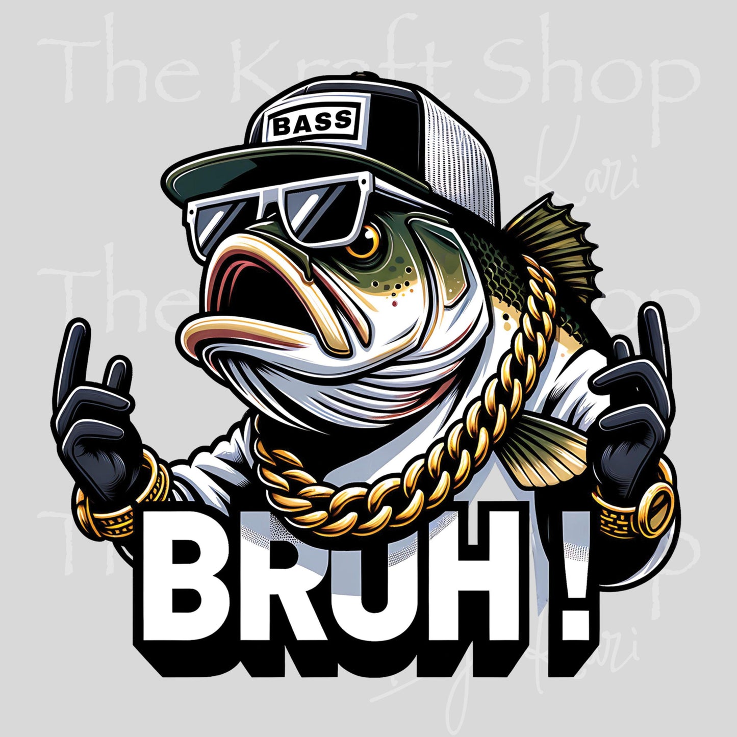 UV DTF Bruh Bass Fish sarcastic humor decal #1160