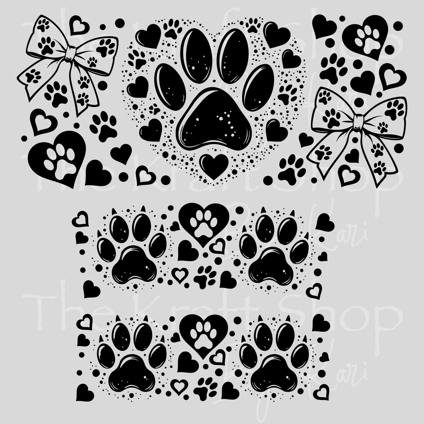 UV DTF 40 oz ready to apply Paw Heart wrap decal , quencher tumbler decal #3224