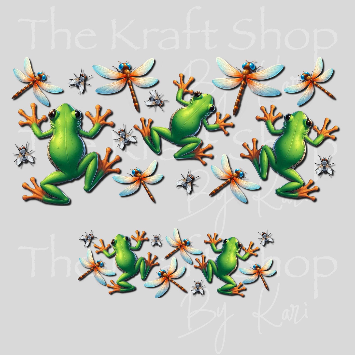 UV DTF 40 oz ready to apply Frogs Bugs wrap decal , quencher tumbler decal #3236