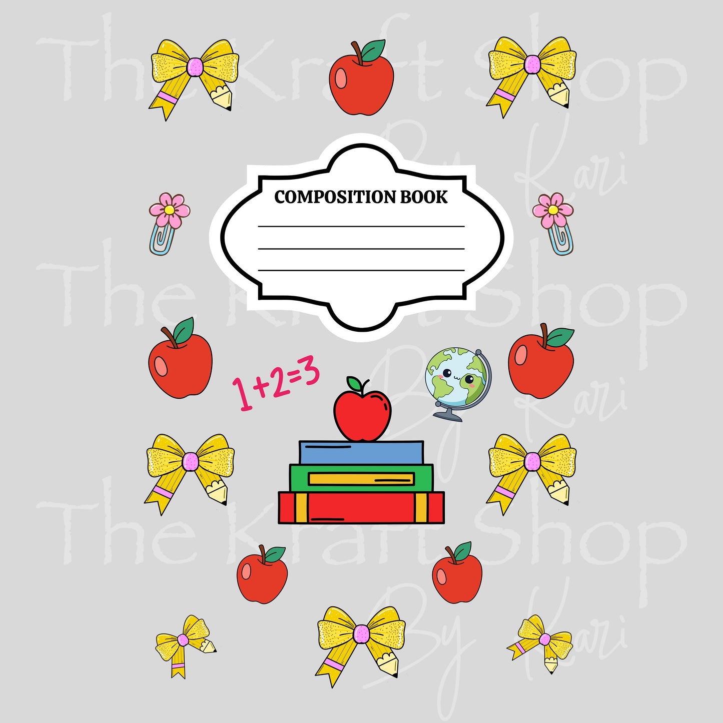 UV DTF Sticker print Teacher Composition Notebook Element sheet 8.5x5.7 inches, decal #5602