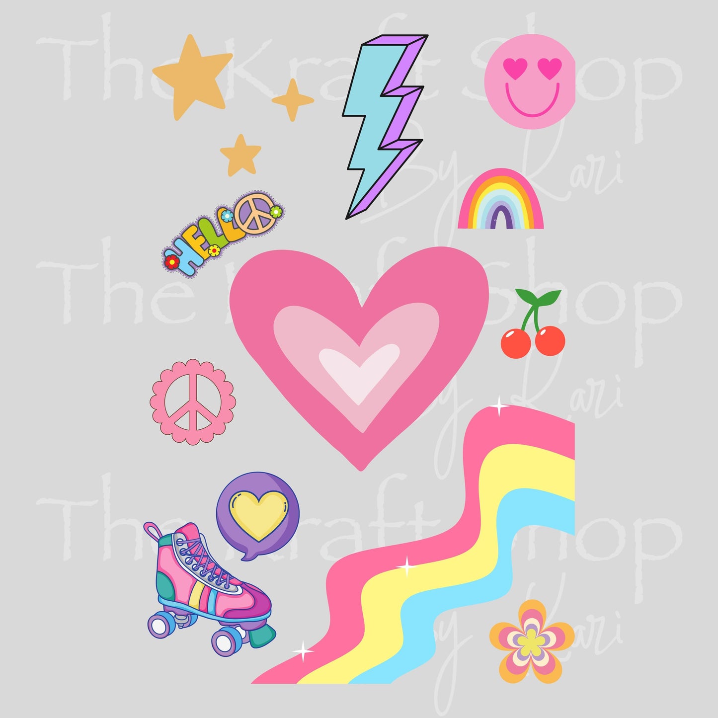 UV DTF Sticker print Groovy Notebook Element sheet 8.5x5.7 inches, decal #5604