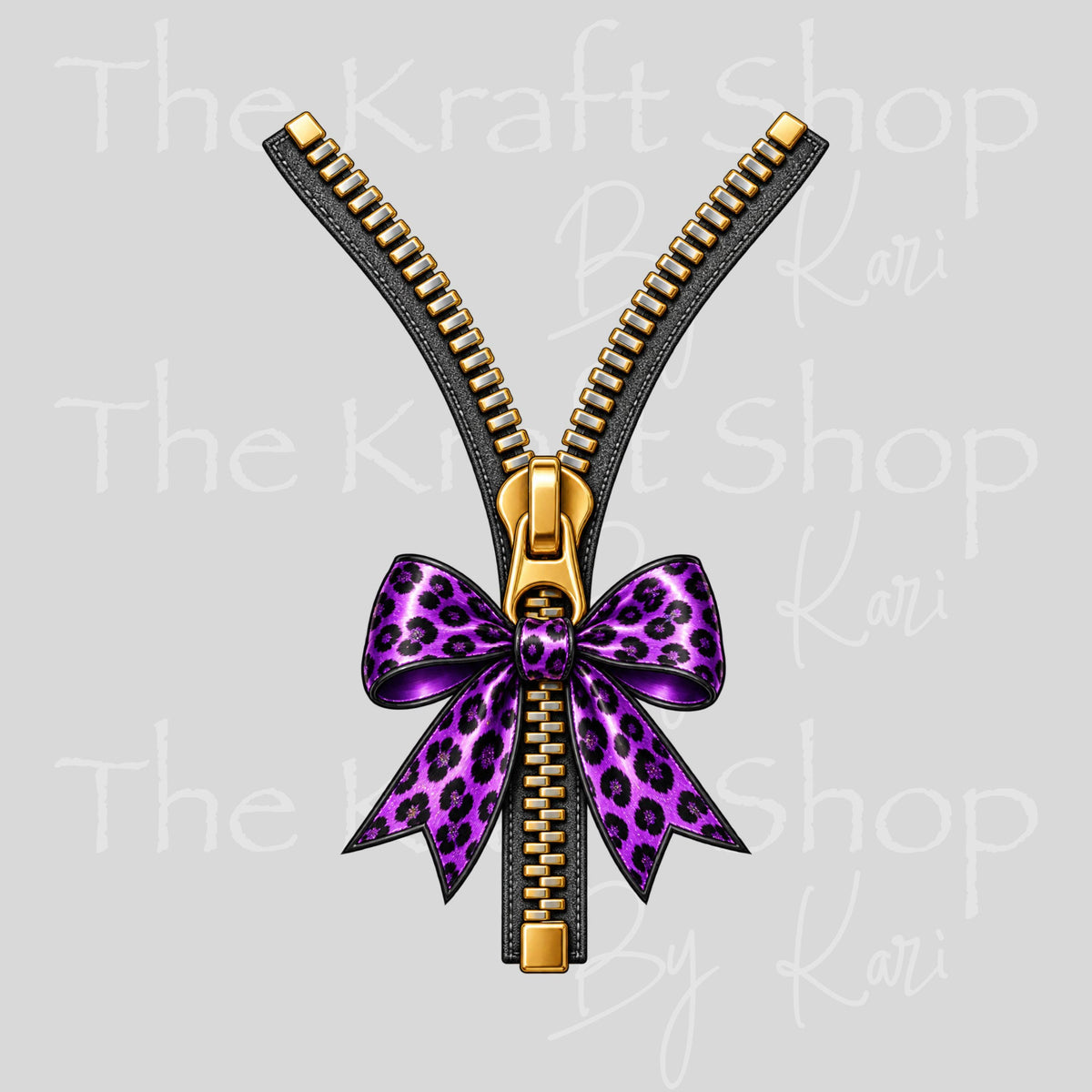UV DTF Sticker print. Zipper With Leopard Bow decal, tumbler decal, permanent sticker. #10566
