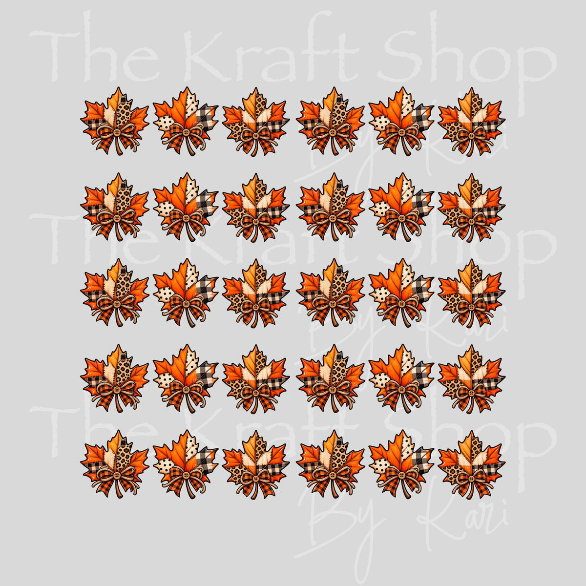 UV DTF Sticker print Fall patchwork leaves Element sheet 8x8 decal of 1 inch wide images, tumbler decal, permanent sticker. #7787
