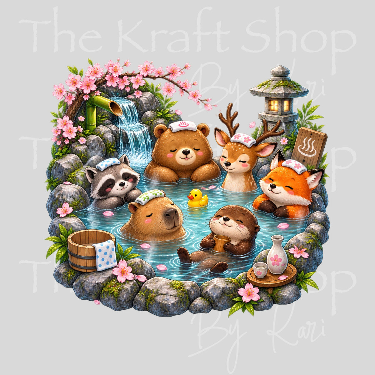 UV DTF Sticker print. Hot Spring Animals decal, tumbler decal, permanent sticker. #1166