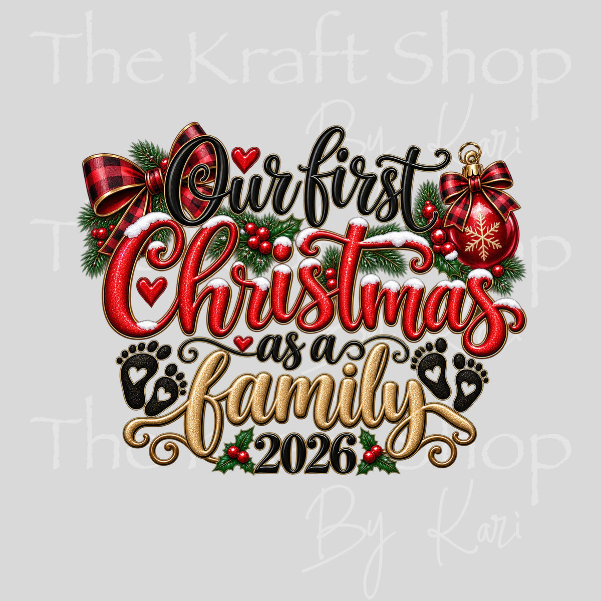 UV DTF Sticker print 2026 First Family Christmas decal, tumbler decal, permanent sticker. #7811