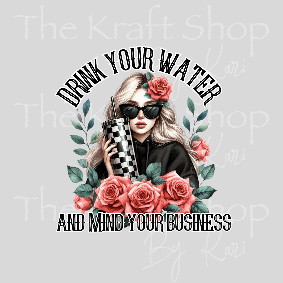 UV DTF Sticker print. Drink Your Water decal, tumbler decal. UV wrap for glass can tumbler.#4827