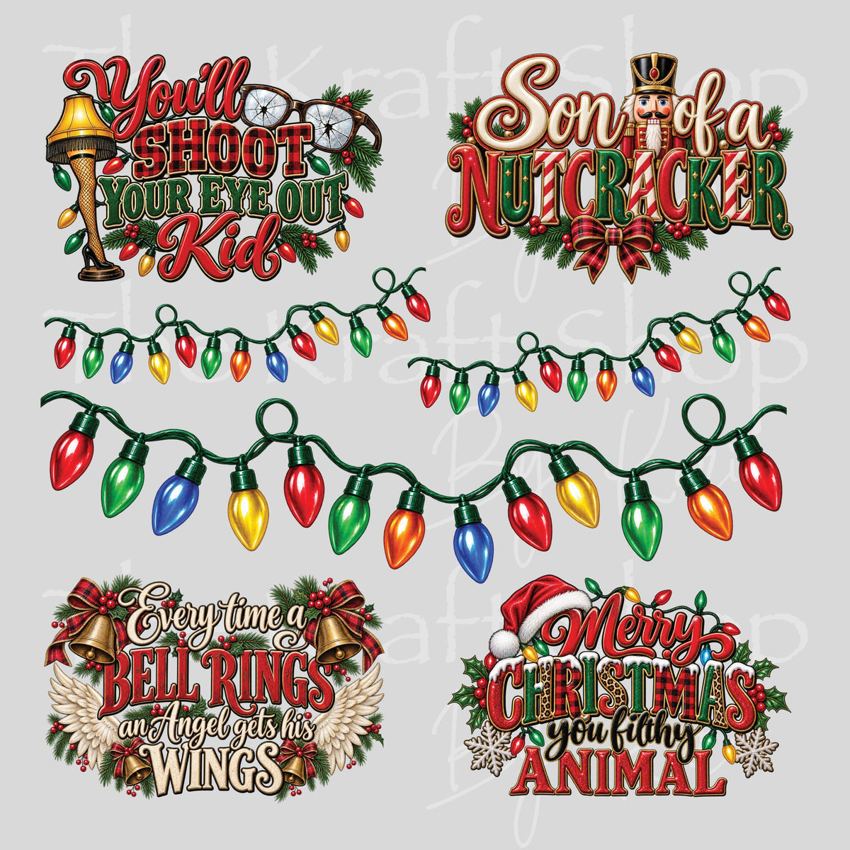 UV DTF Sticker print Christmas Movie Sayings Element sheet 8x8 decal, tumbler decal, permanent sticker. #7828