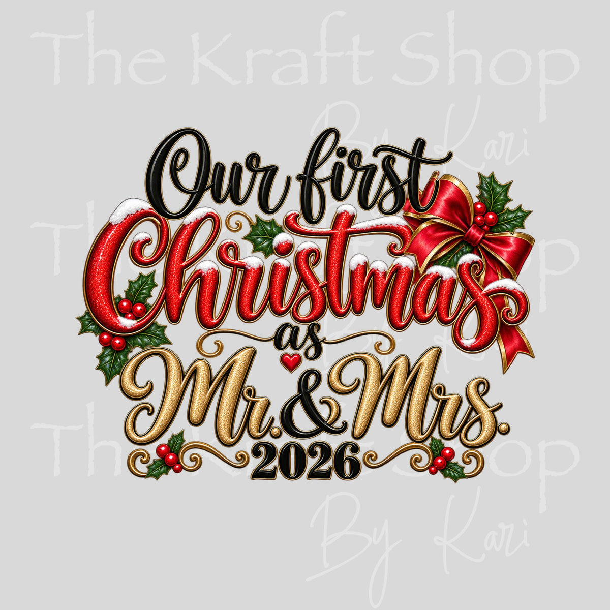 UV DTF Sticker print 2026 Mr. And Mrs. First Christmas decal, tumbler decal, permanent sticker. #7814