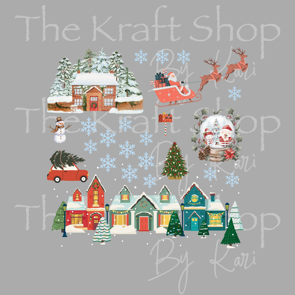 UV DTF Sticker Vintage Christmas Element sheet 8x8 decal, permanent sticker. #6027