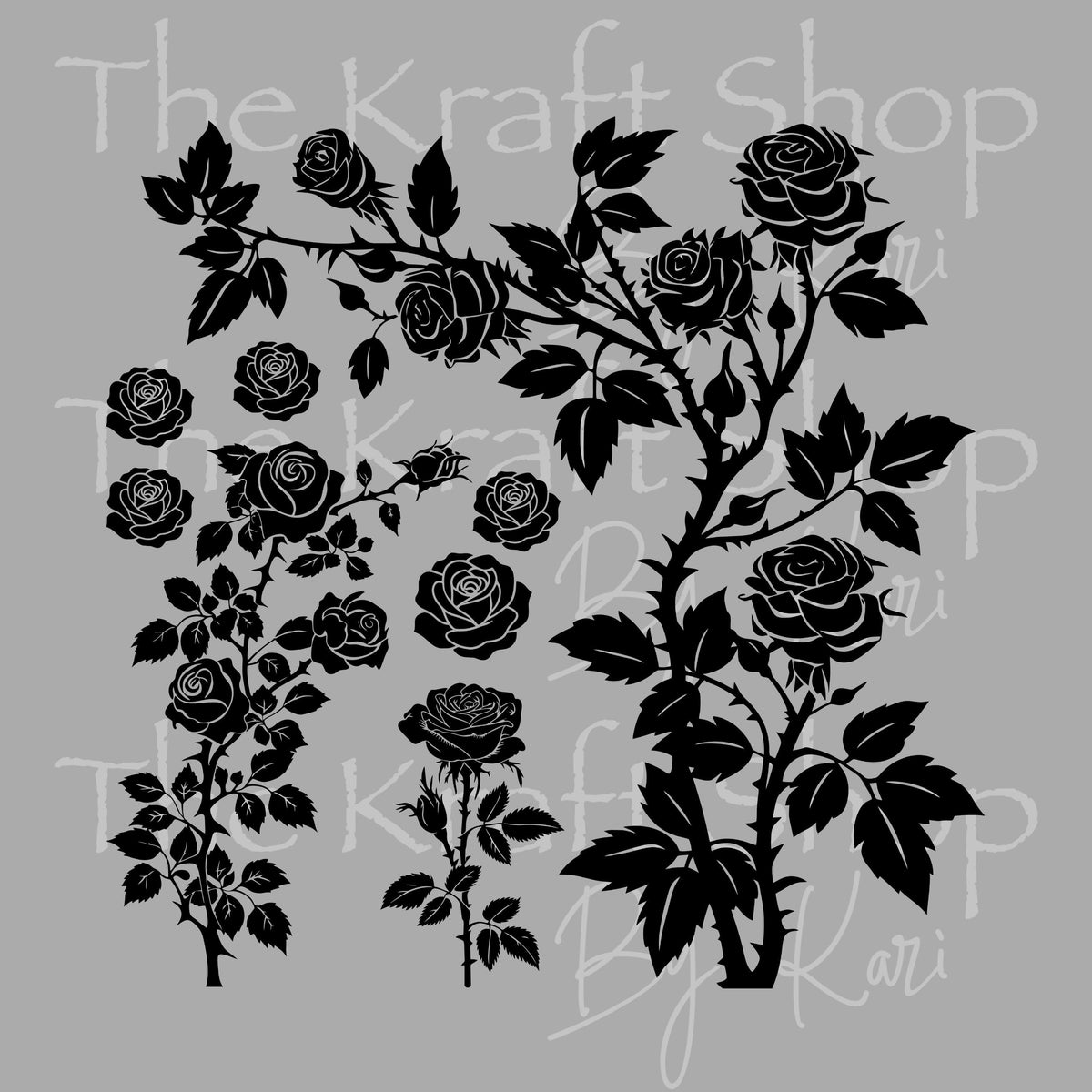 UV DTF Sticker Thorn Roses Element sheet 8x8 decal, permanent sticker. #2054