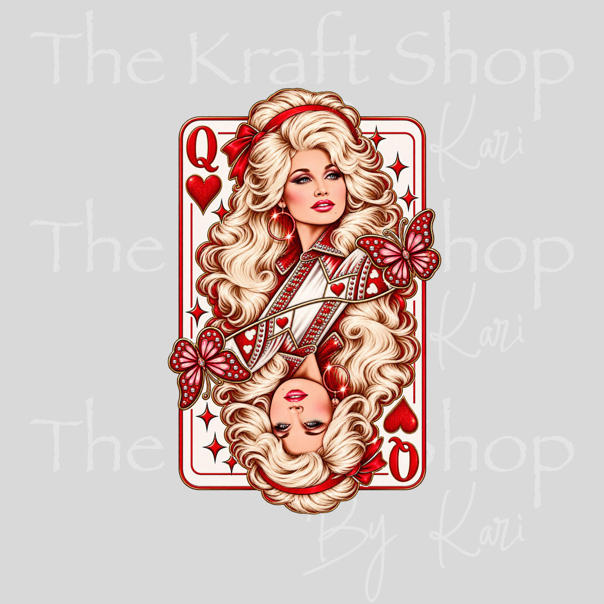 UV DTF Sticker print Dolly playing card Butterflies or Christmas decal, tumbler decal, permanent sticker #4828