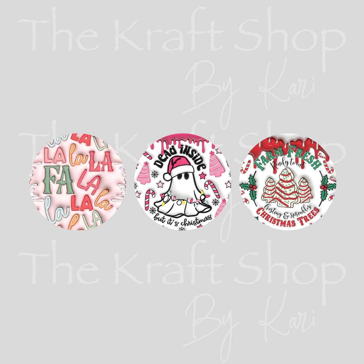 UV DTF Sticker print Inflated 3pk round Christmas Ornament decals #6026