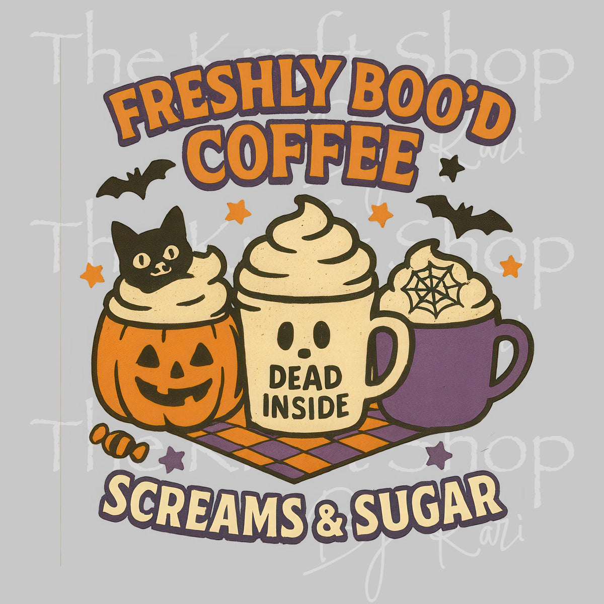 UV DTF Sticker print Freshly Boo'd Coffee Screams & Sugar Halloween Dead Inside sticker decal #6050