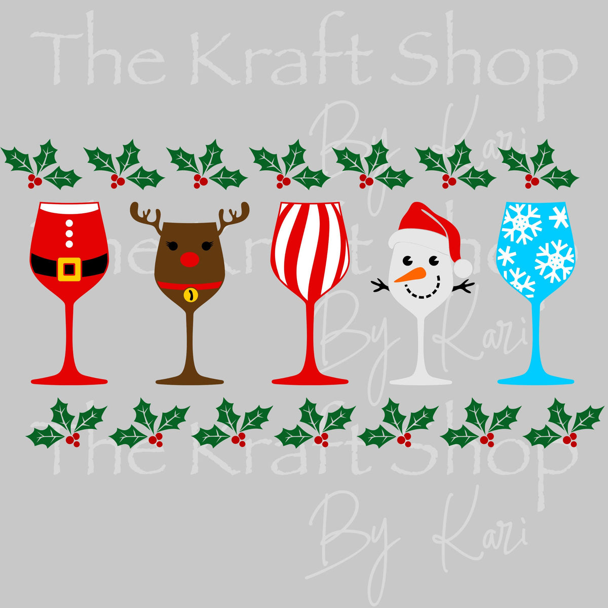 UV DTF sticker print Festive Wine Christmas Wrap decal, tumbler decal, permanent sticker. UV wrap for glass can tumbler. #6080