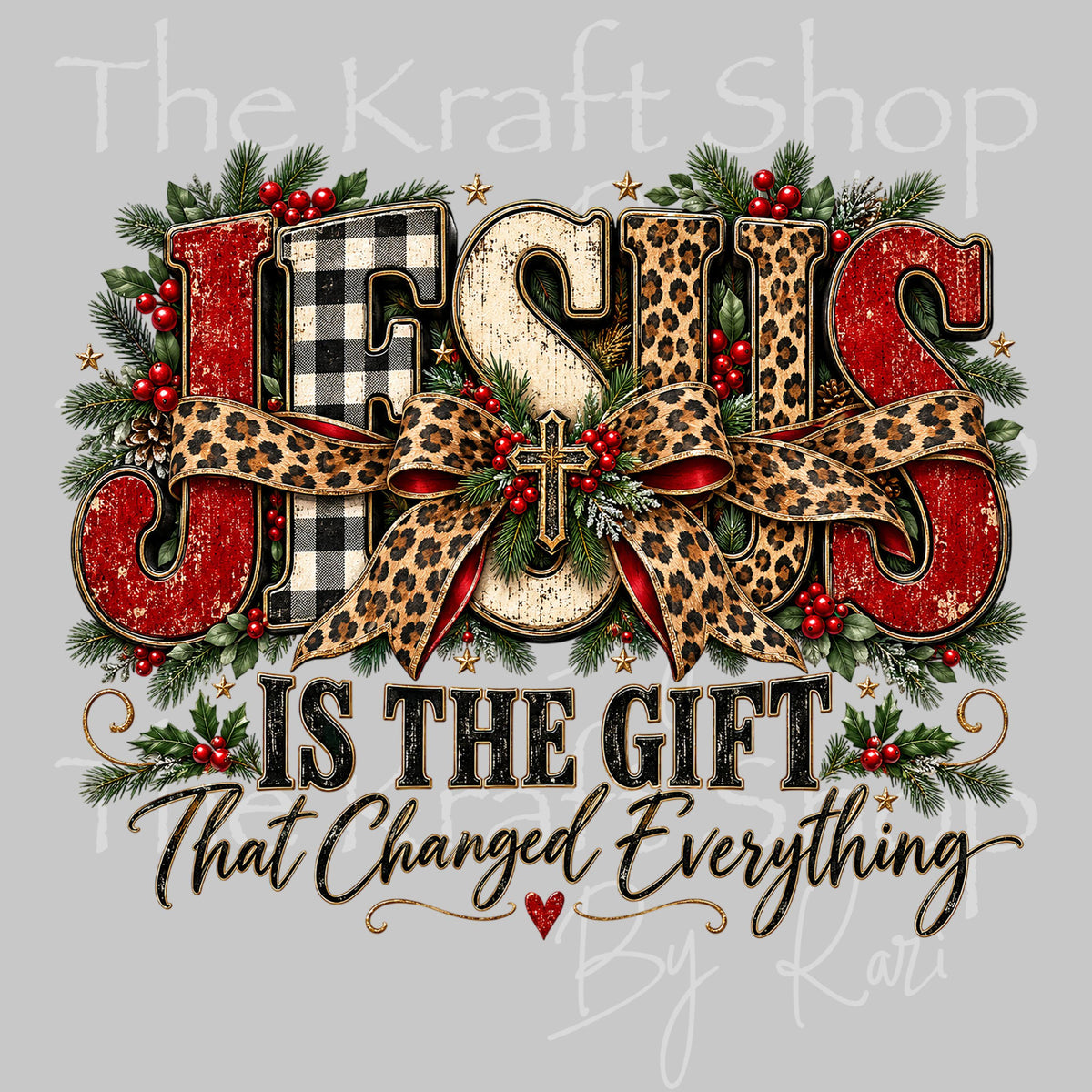 UV DTF Sticker prints. Jesus is the gift that changed everything Christmas decal, permanent sticker. #6090