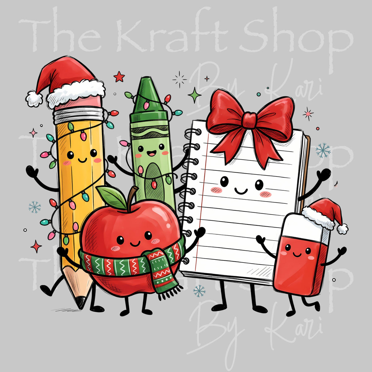 UV DTF Sticker prints. Festive Classroom Supplies Christmas decal, permanent sticker. #6096