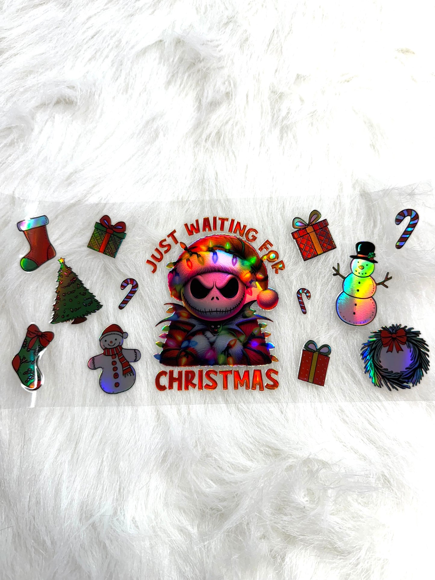 Holographic UV DTF Jack Xmas Wrap Sticker  #42