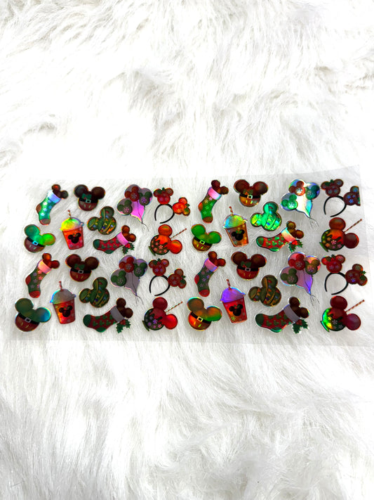 Holographic UV DTF Xmas Mouse Wrap Sticker  #41