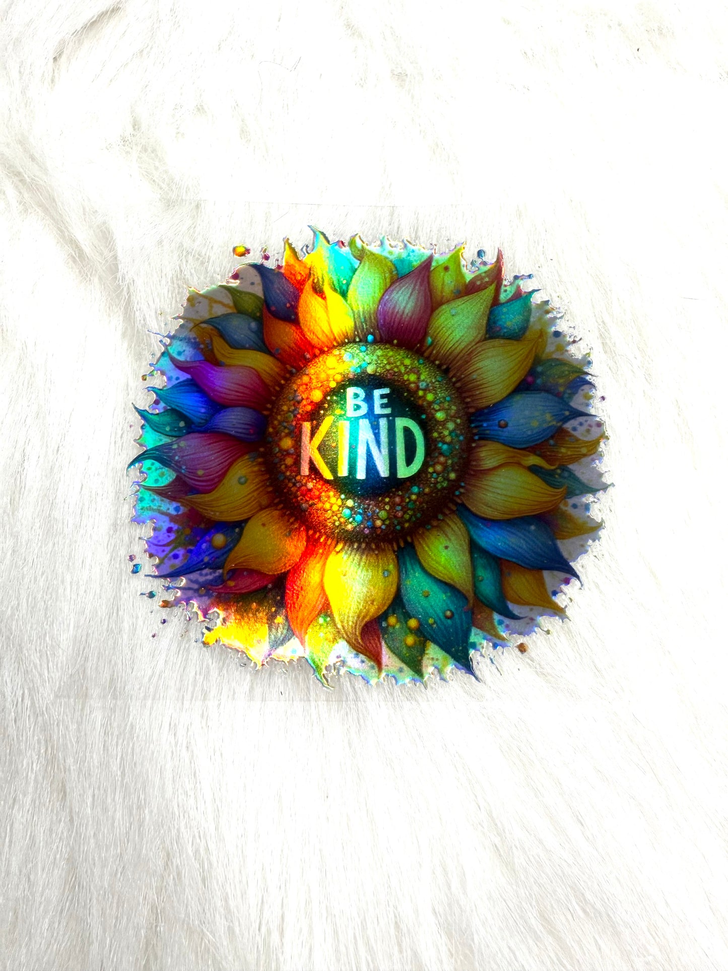 Holographic UV DTF Be kind sunflower Decal Sticker  #1